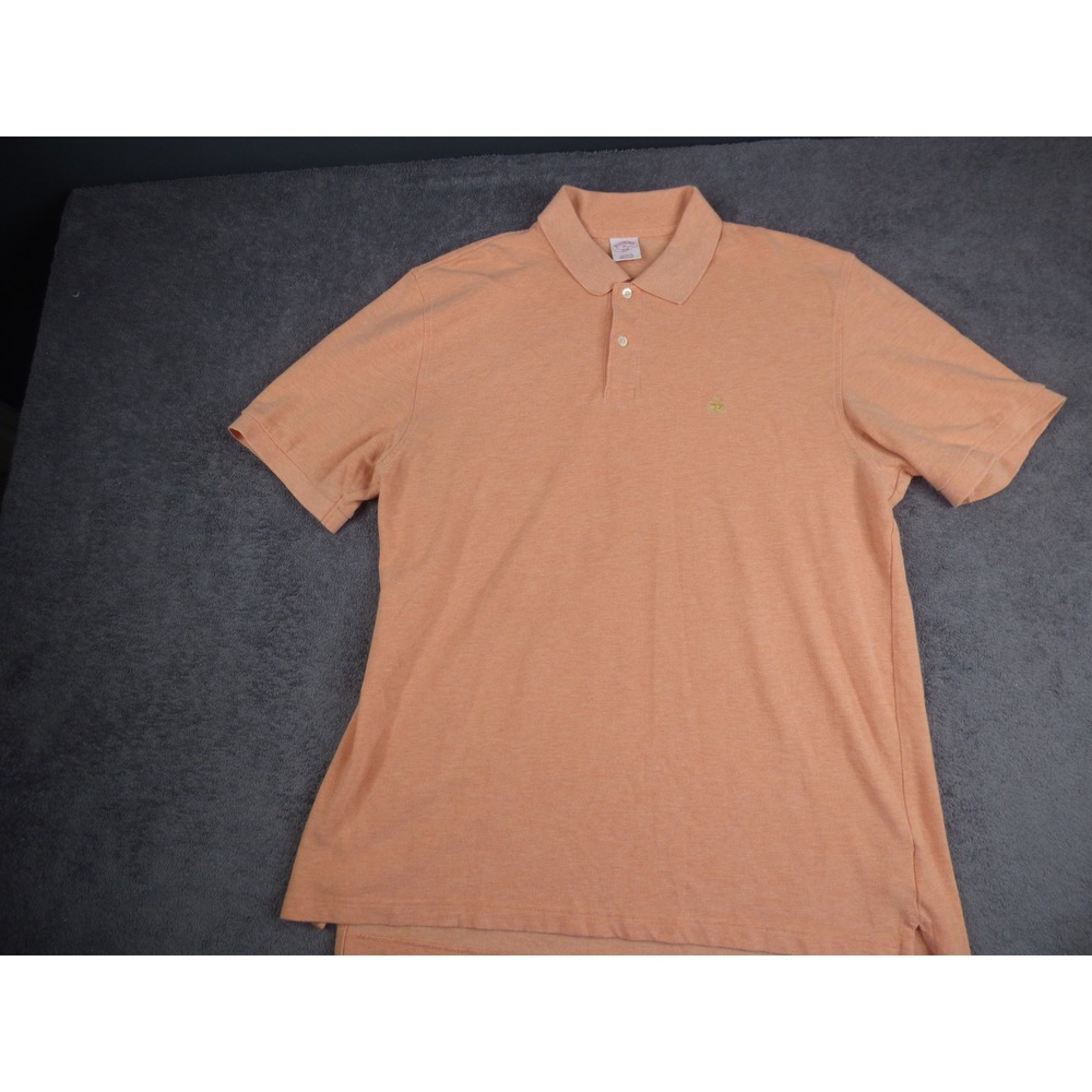 Brooks Brothers 346 Mens XL Orange Heather Cotton Pique Short Sleeve Polo Shirt